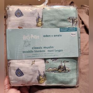 aden + anais Harry Potter Muslin Swaddle Blankets in White and Green NWT